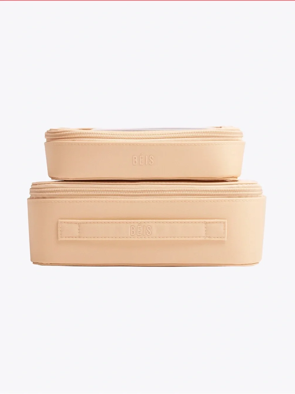 BEIS Clear Cosmetic Pouch Set in Beige
